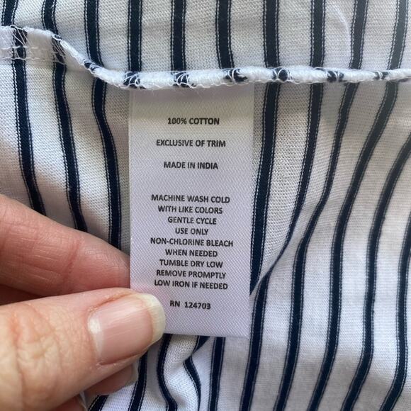 OSO Casuals NWOT Coastal Nautical Stripe Boho Embroidered Floral Bell Sleeve 3X - Picture 6 of 7